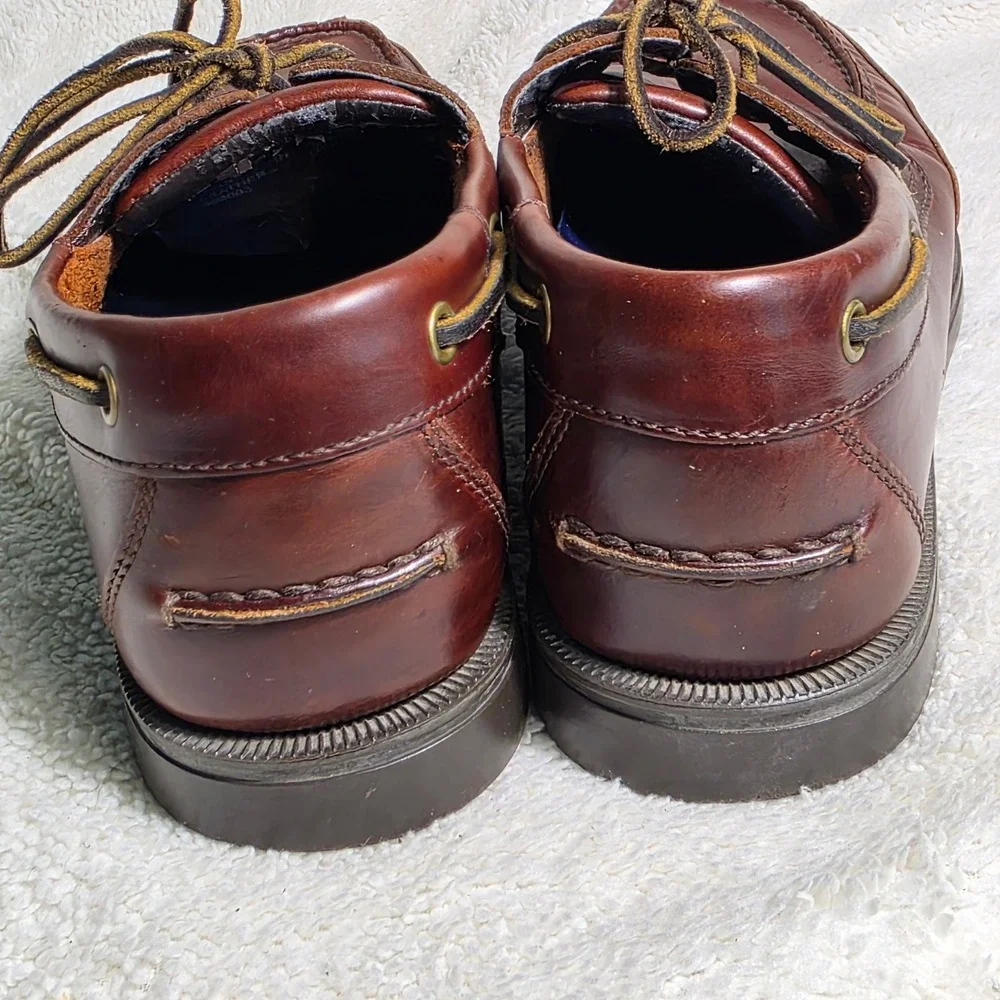 VTG Rockport Boat Shoes Oxblood Brown Leather Moc Toe Mens 10M